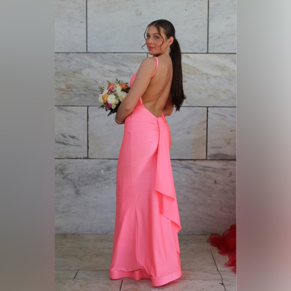 Pink/coral backless prom dress 
Jessica Angel Size 4